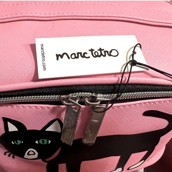 🔹️ Marc Tetro🔹️ NWT Black Cat Pink Makeup Cosmetic Travel  Bag ✨️🐈 - Picture 5 of 6